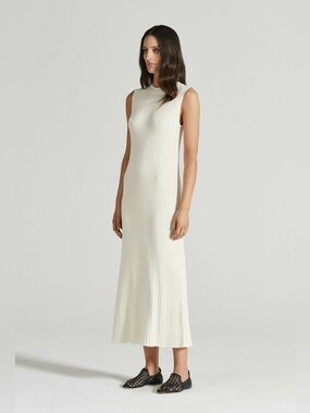 FRIENDS WITH FRANK SLEEVELESS CLEO SOFT WHITE RIBBED COTTON DRESS SZ XL